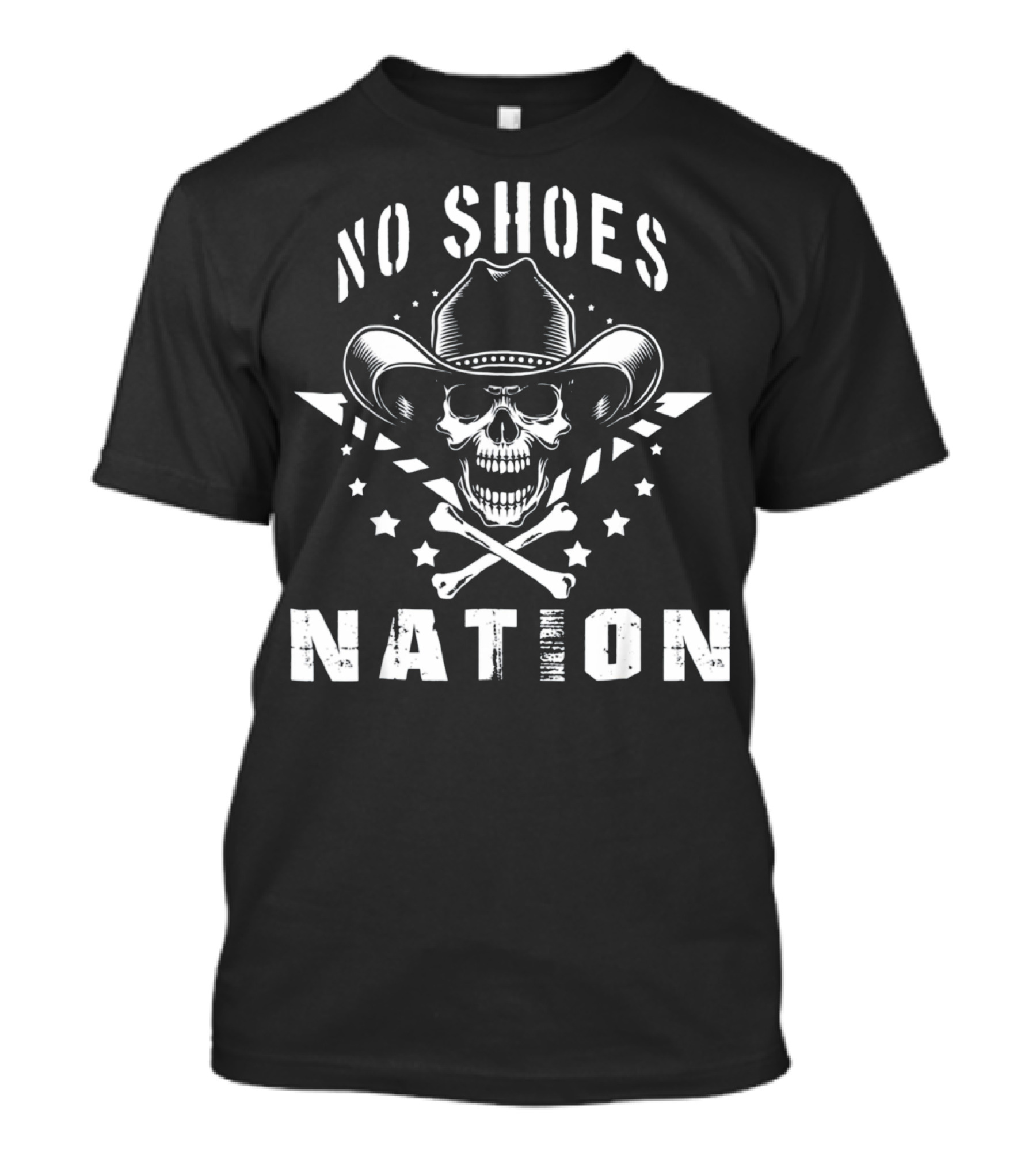 No Shoes Nation Pirate Skull Cowboy Hat Stars And Crossbones T-Shirt