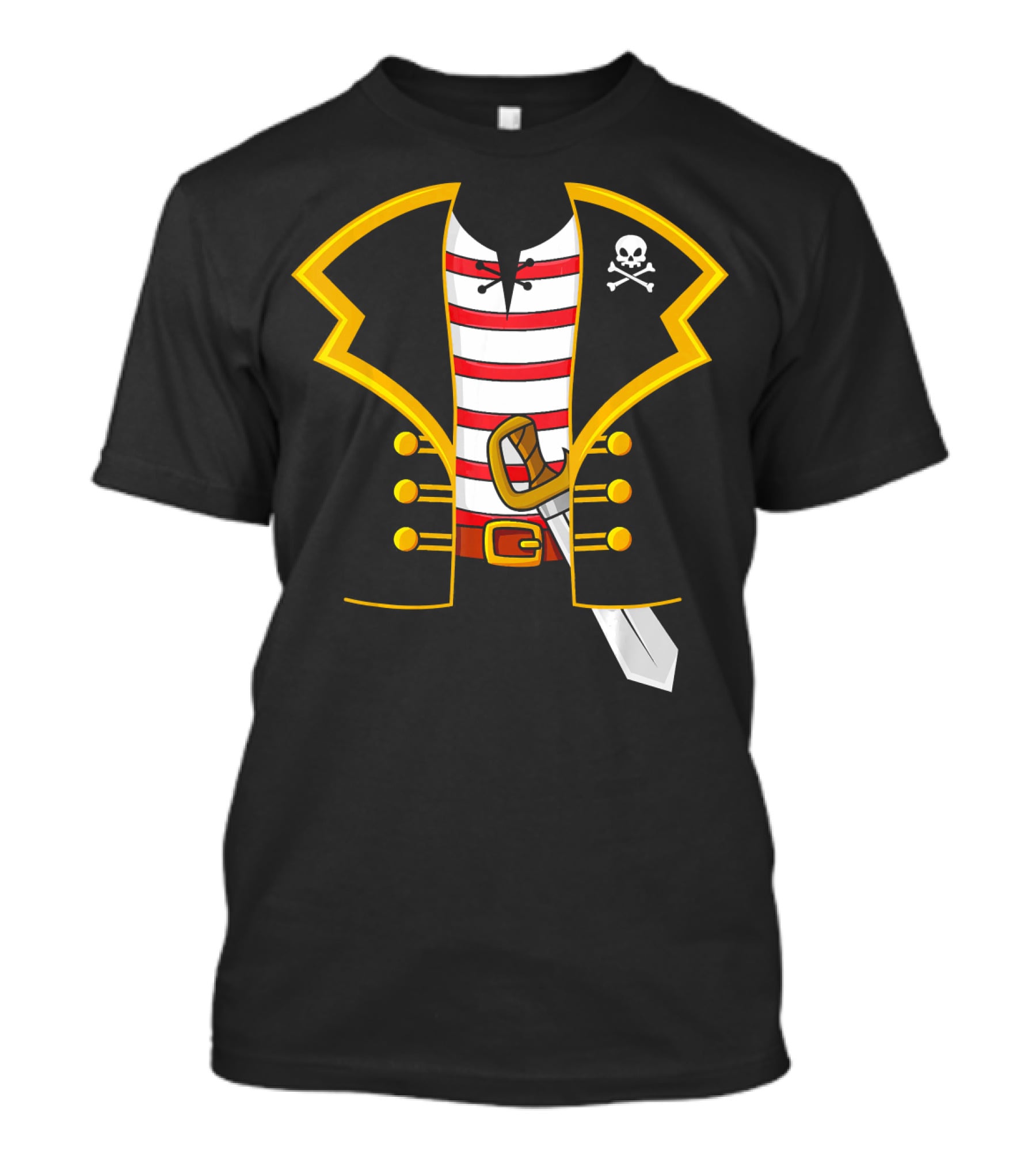 Pirate Costume Party Striped Shirt Skull Sword Jacket T-Shirt