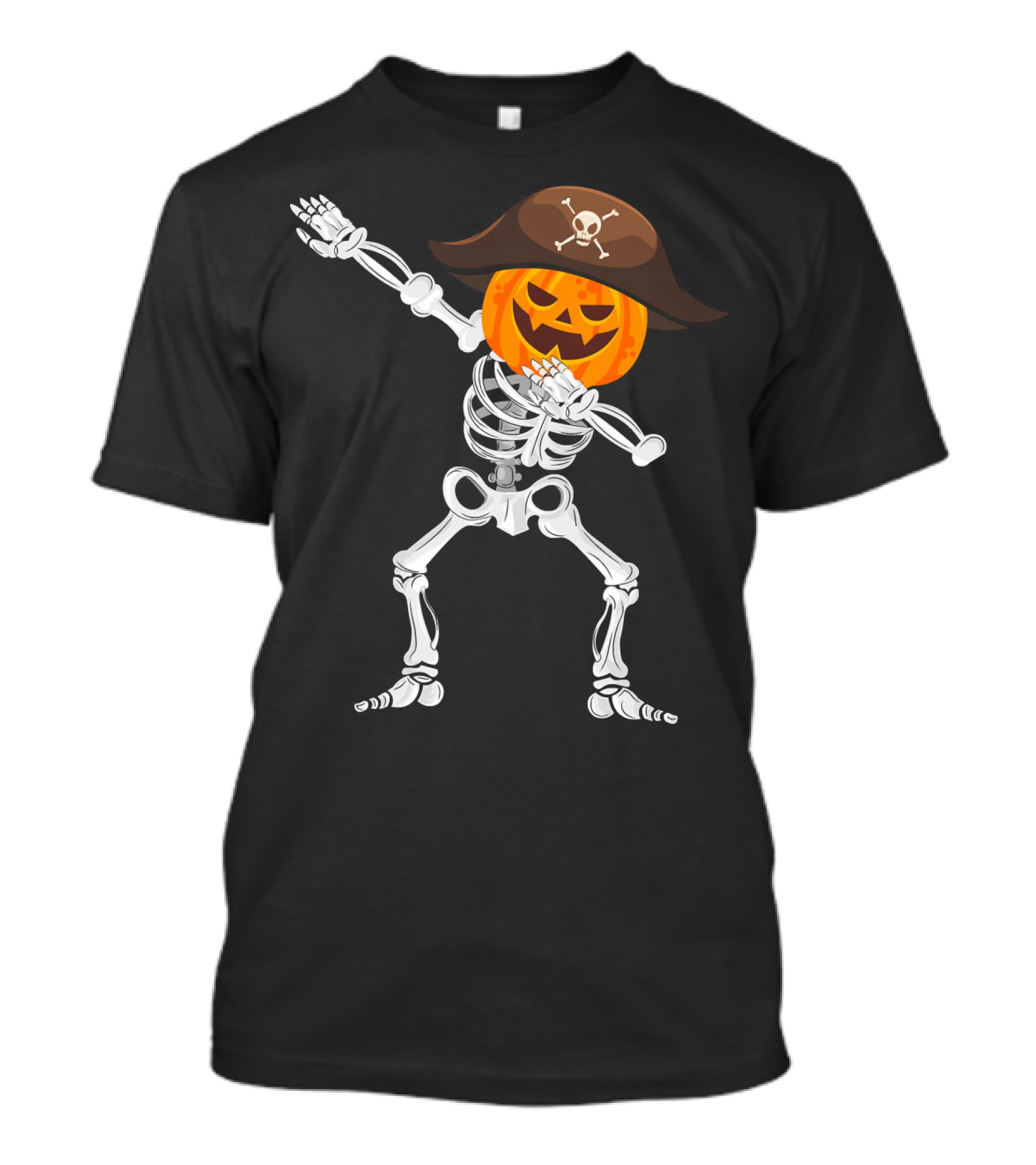 Skeleton Dabbing Pirate Pumpkin Halloween T-Shirt