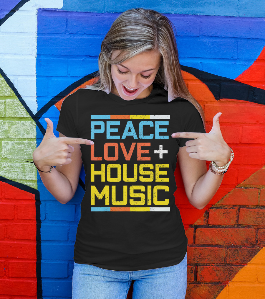Peace Love House Music Vintage Retro T-Shirt