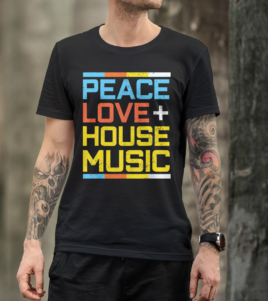 Peace Love House Music Vintage Retro T-Shirt