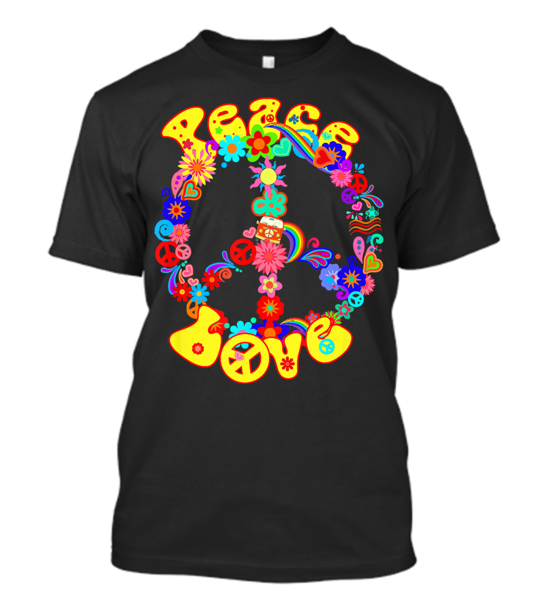 Peace Love Hippie Peace Sign Groovy 60s 70s Flower Power T-Shirt