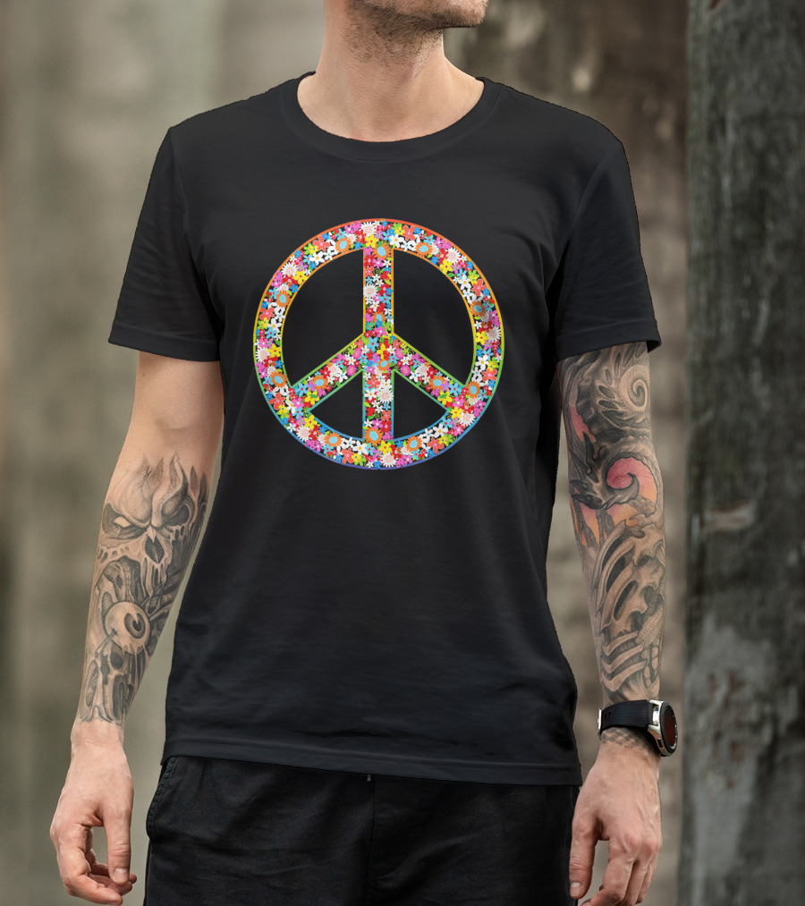 Hippie Flower-Powered Peace T-Shirt