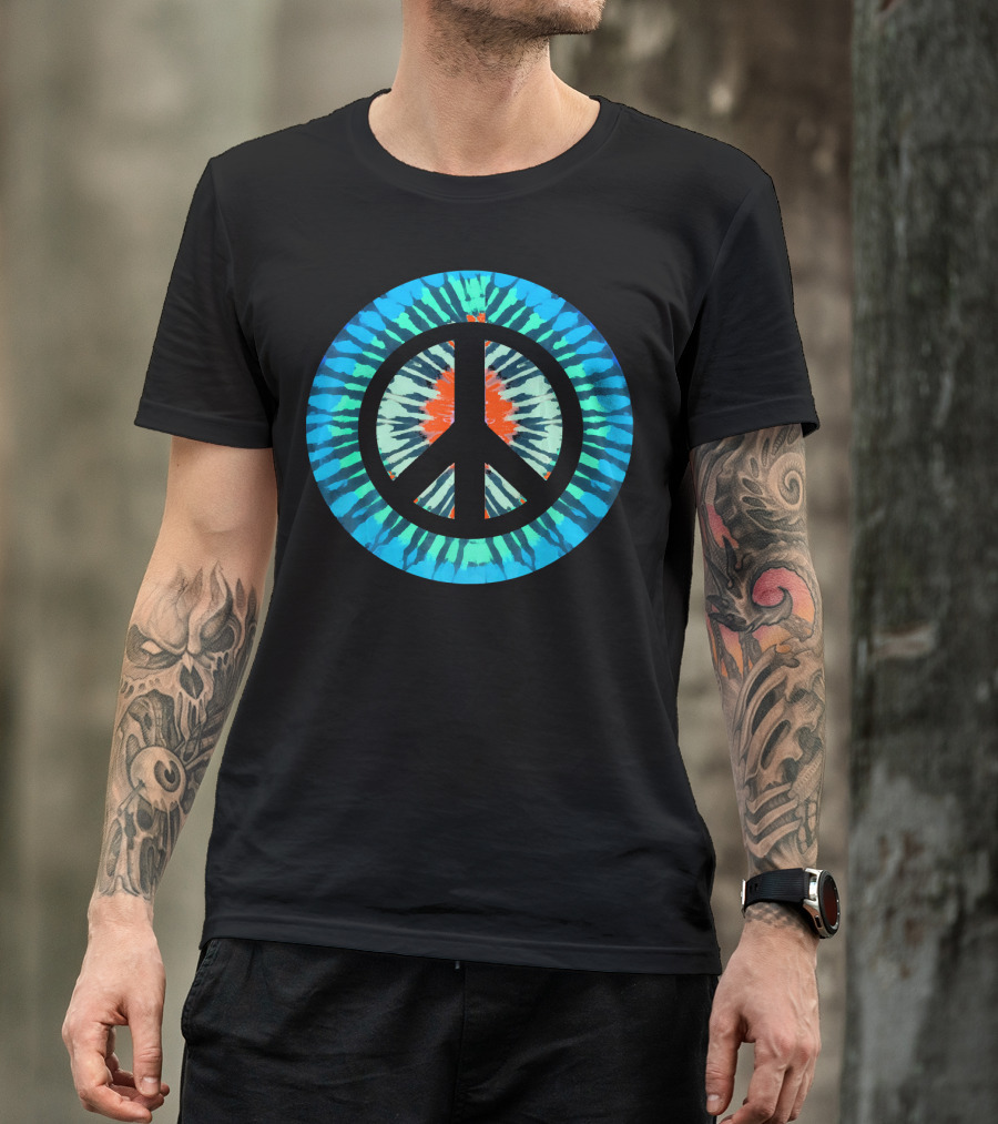 Tie Dye Peace Sign Colorful Retro Psychedelic 60s T-Shirt