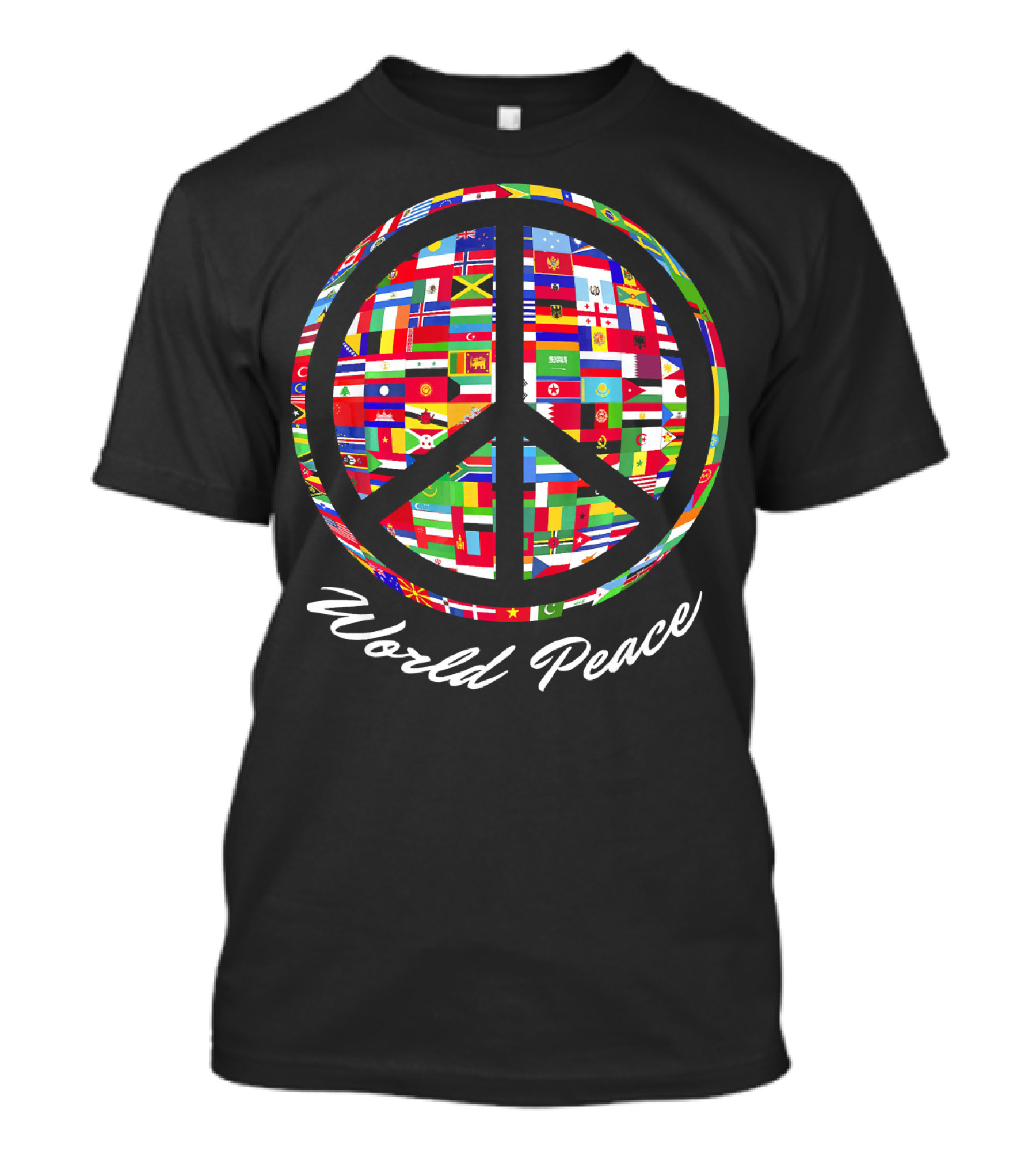 World Peace Sign Flags Of Nations Globe T-Shirt