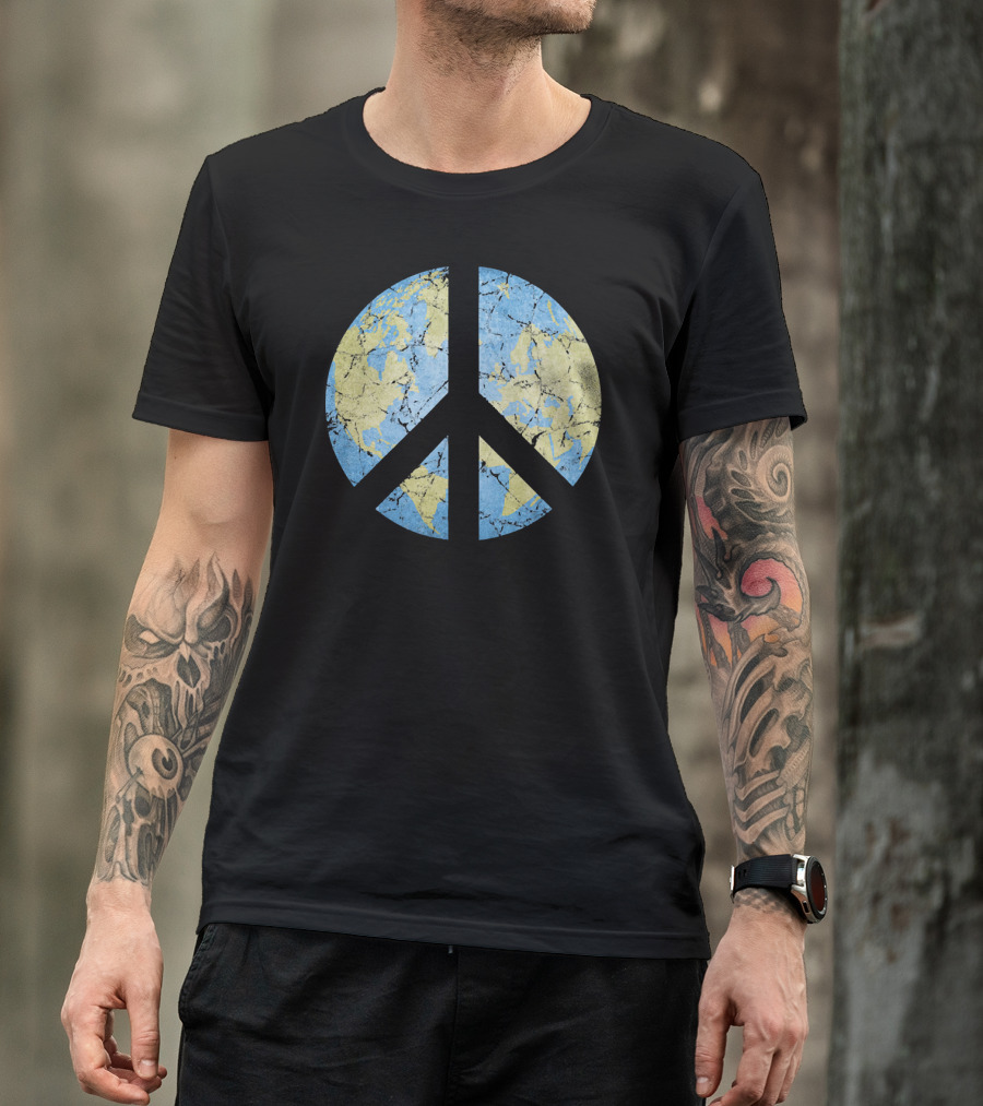 Vintage Earth Peace Symbol World Peace T-Shirt