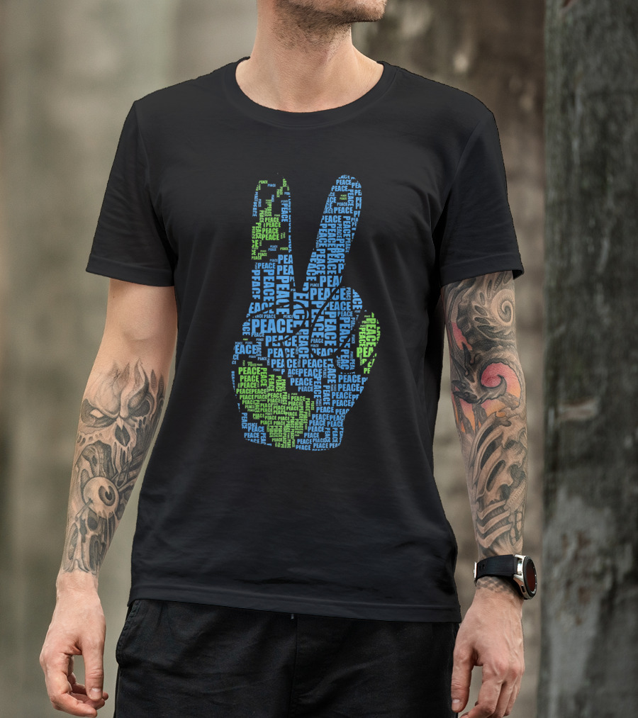 Peace Sign Fingers Hand Earth Love Peace Peace Peace Hippi T-Shirt