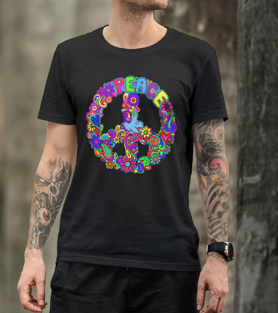 Diva Duds Colorful Floral Peace Sign T-Shirt
