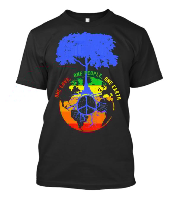 One Love One People One Earth Peace Tree Earth Day T-Shirt