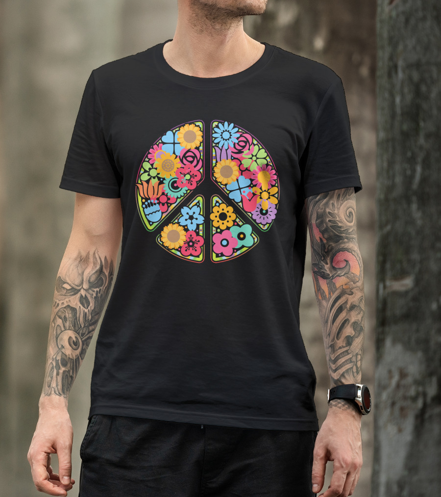Flower Peace Love Imagine Floral T-Shirt