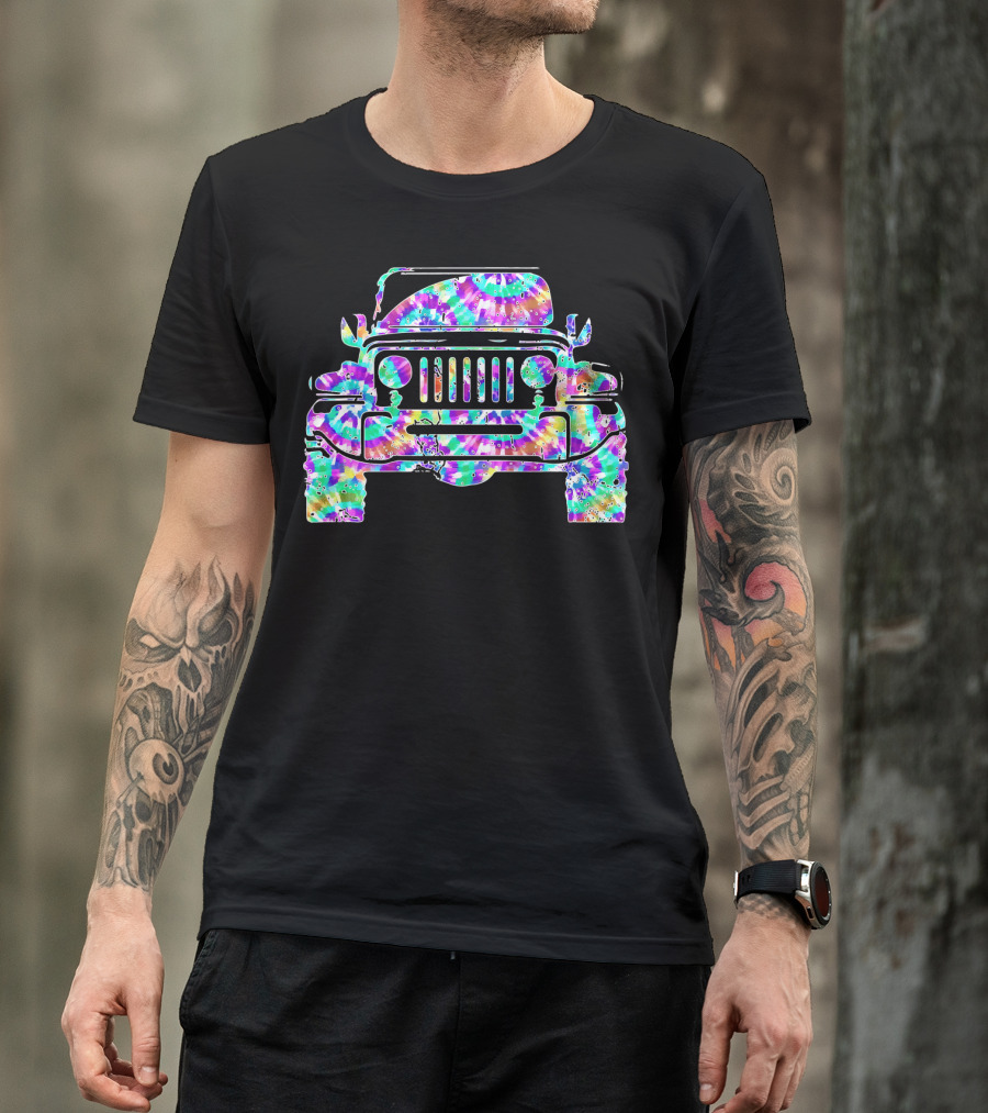 Tie Dye Jeeps Hippie Peace Retro Off-Road Adventure T-Shirt