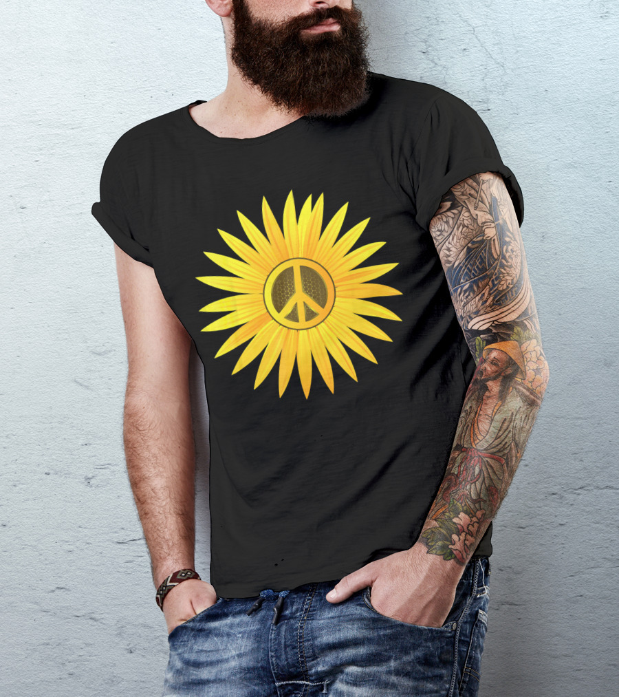 Peace Love Sunflower Cute Sun Hel Sunflower Peace T-Shirt
