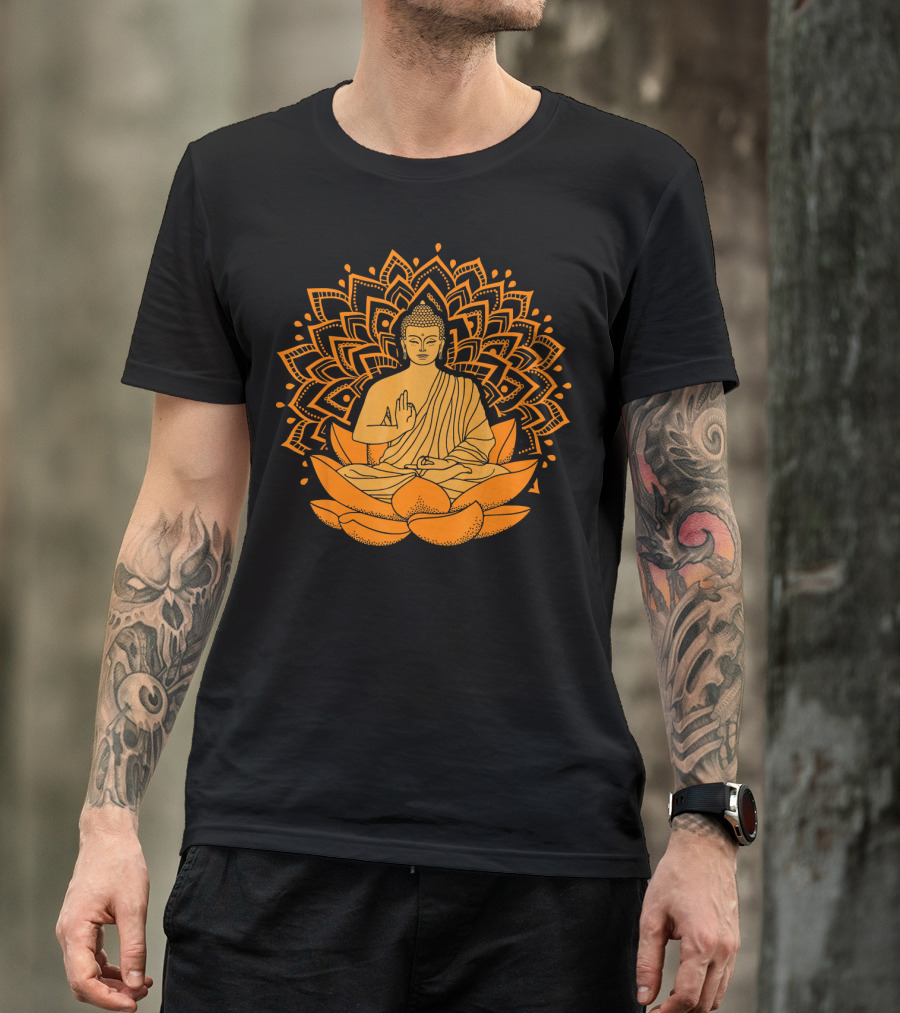 Inner Peace Buddha On Lotus Mandala Relax And Let It Go T-Shirt