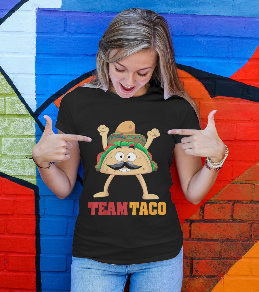 Team Taco Cartoon Mustache Sombrero Enthusiastic T-Shirt