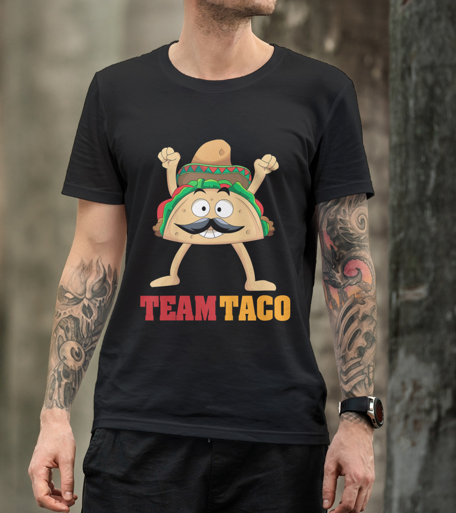 Team Taco Cartoon Mustache Sombrero Enthusiastic T-Shirt