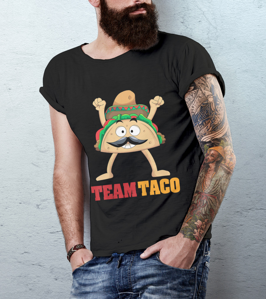 Team Taco Cartoon Mustache Sombrero Enthusiastic T-Shirt