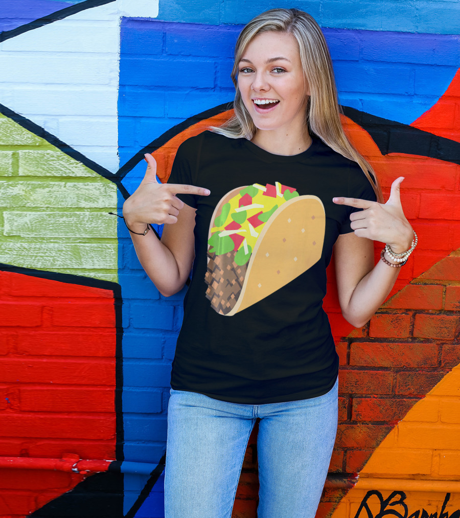 Emoji Taco Tuesday Mexican Tex Mex Torti Pixelated T-Shirt