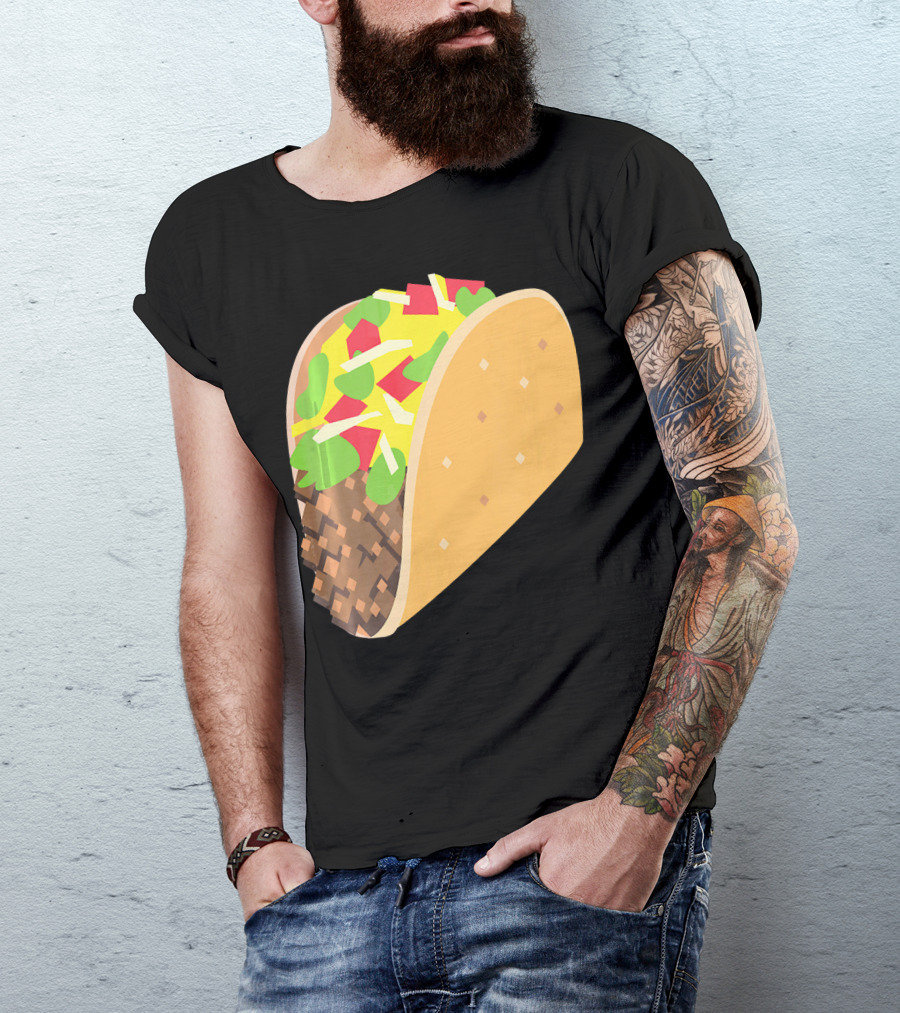 Emoji Taco Tuesday Mexican Tex Mex Torti Pixelated T-Shirt
