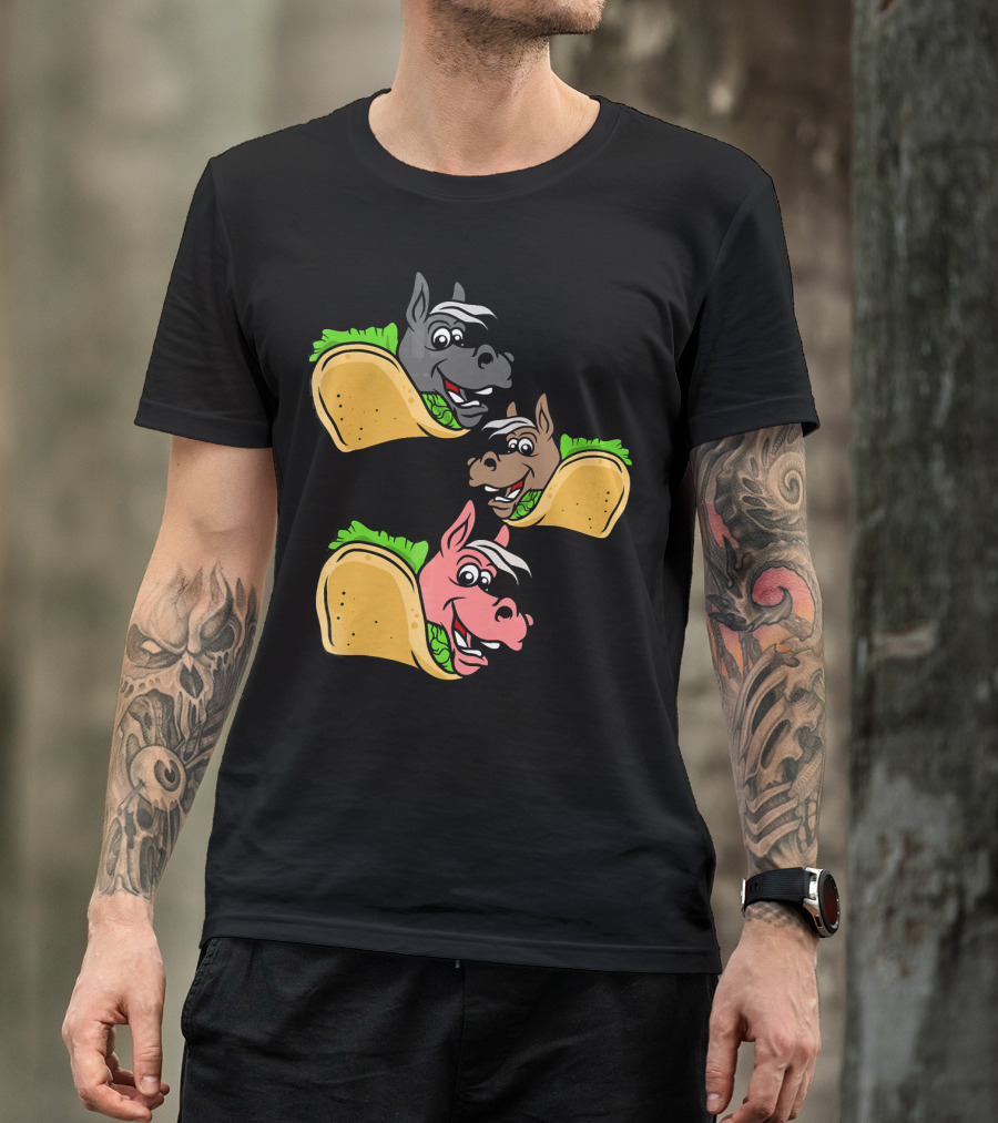 Horses And Tacos Trio Fun Faces T-Shirt