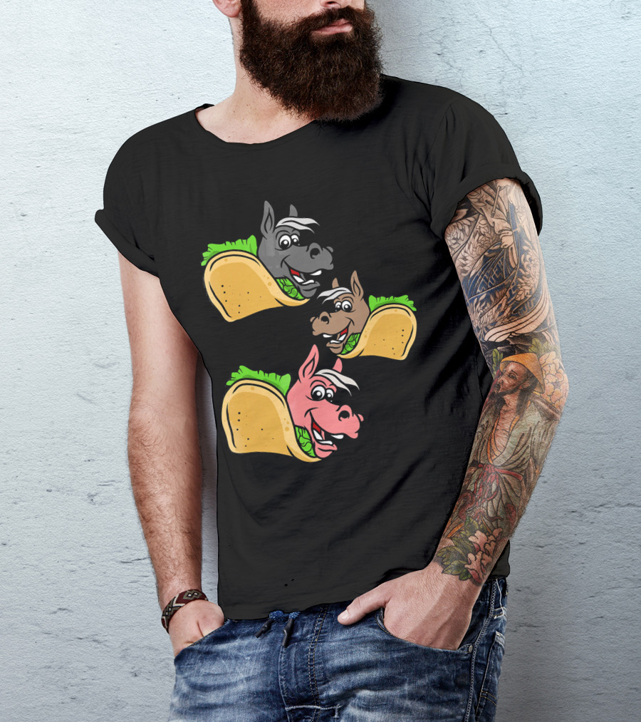 Horses And Tacos Trio Fun Faces T-Shirt