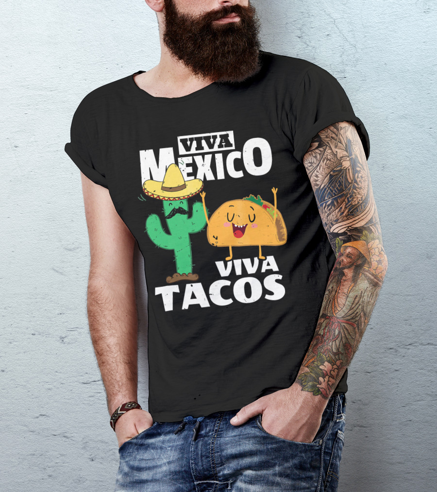 Viva Mexico Viva Tacos Cactus Sombrero T-Shirt