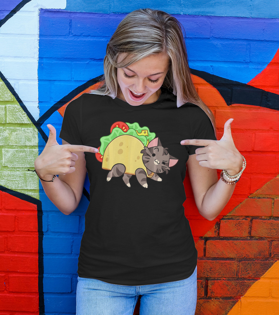 Hard Shell Tacos Cat With Lettuce And Tomato T-Shirt