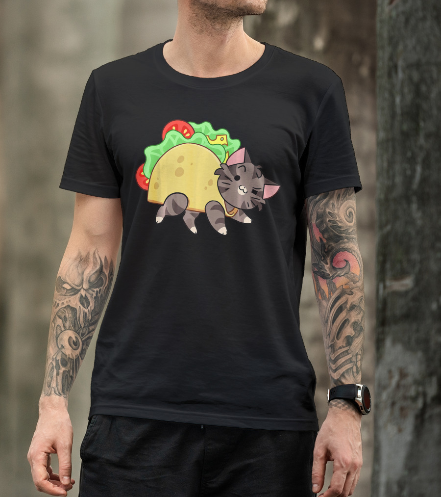 Hard Shell Tacos Cat With Lettuce And Tomato T-Shirt