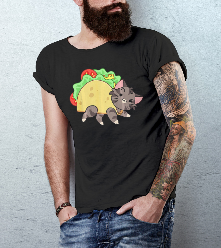 Hard Shell Tacos Cat With Lettuce And Tomato T-Shirt