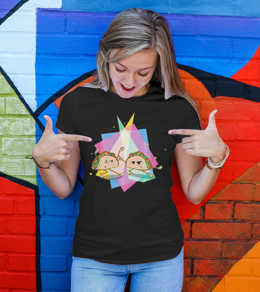 Dancing Disco Tacos Funny Taco 80s Retro T-Shirt