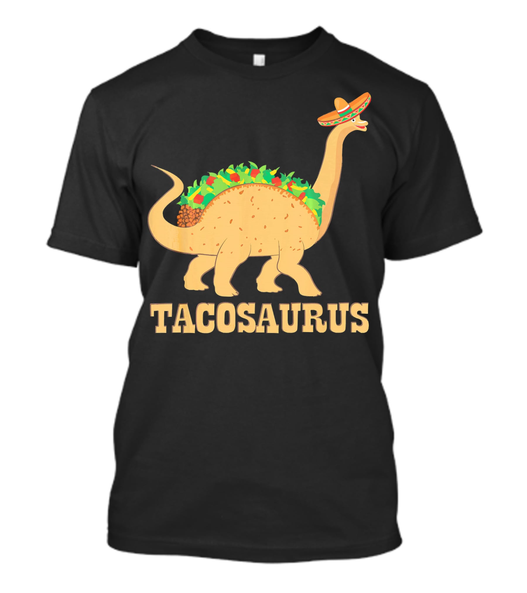 Tacosaurus Sombrero Wearing Dinosaur With Mexican Food Elements T-Shirt