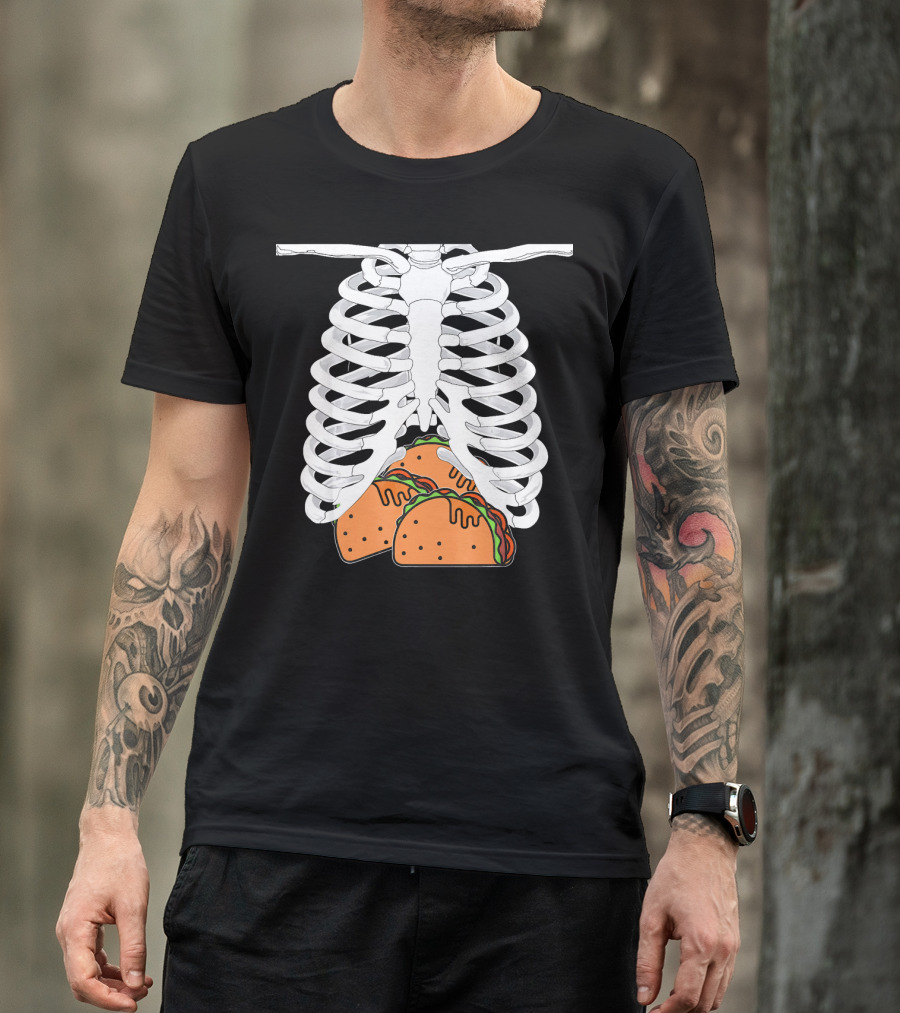 Halloween Taco Lover Skeleton Rib Cage Food Humor T-Shirt