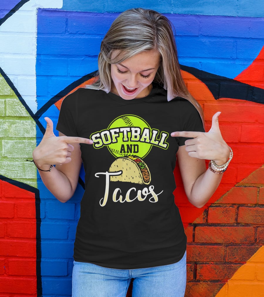 Softball And Tacos Funny Softball Enthusiast T-Shirt