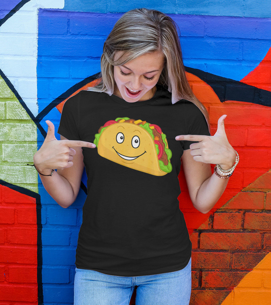 Happy Taco Snack Emoticon Face T-Shirt