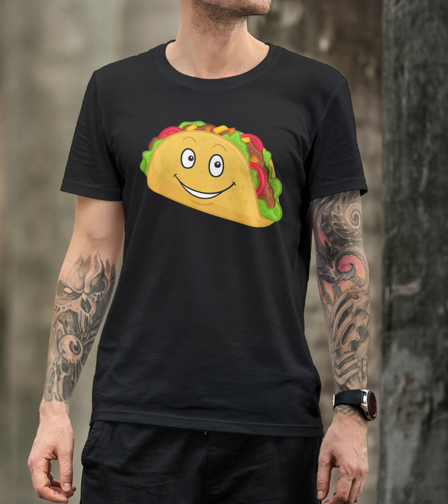 Happy Taco Snack Emoticon Face T-Shirt