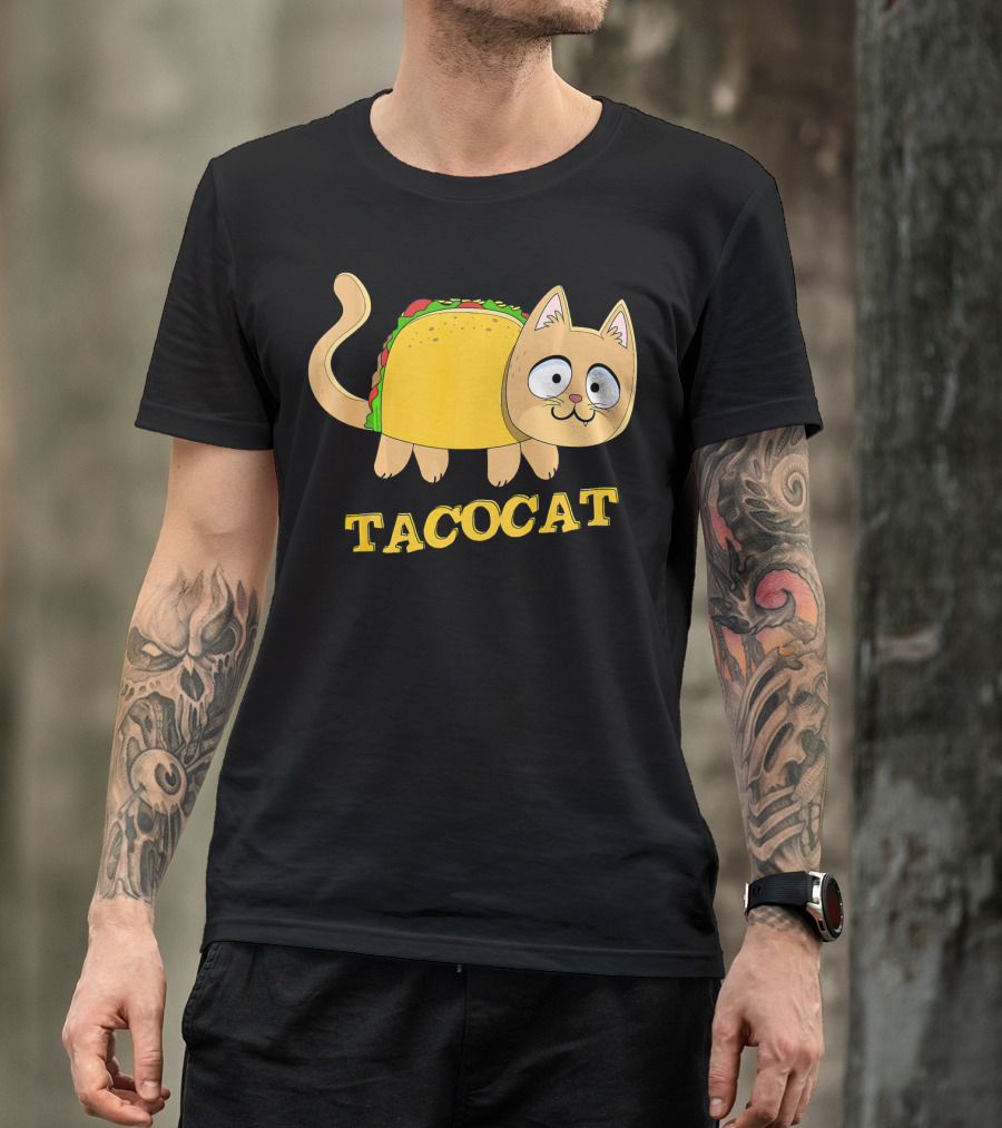 TACOCAT Palindrome Cute Cartoon Funny Cat With Taco Body T-Shirt