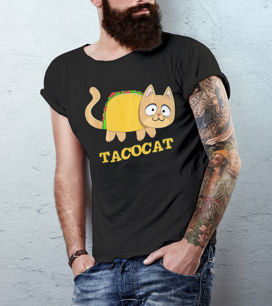 TACOCAT Palindrome Cute Cartoon Funny Cat With Taco Body T-Shirt