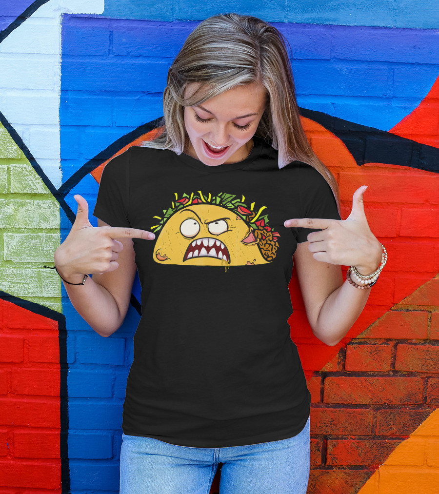 Funny Scary Zombie Tacos Face T-Shirt