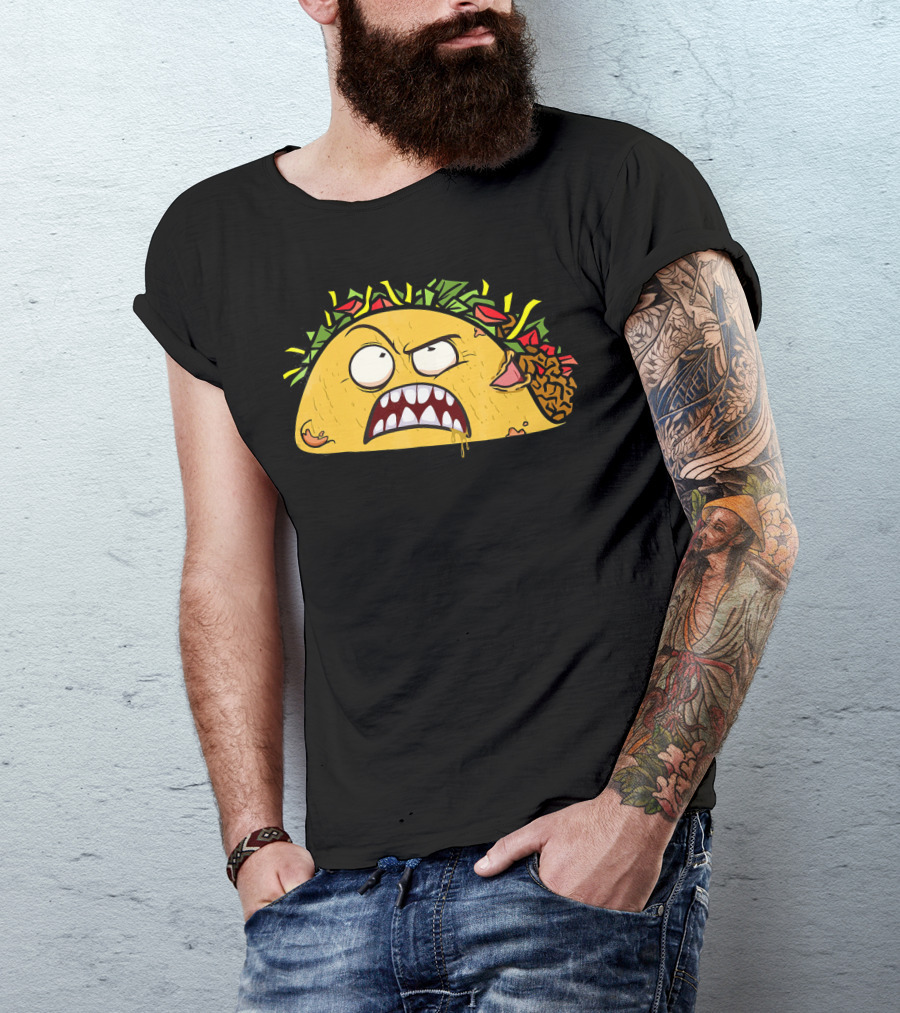 Funny Scary Zombie Tacos Face T-Shirt