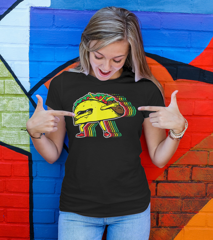 Dabbing Taco With Retro Multicolor Vibe T-Shirt