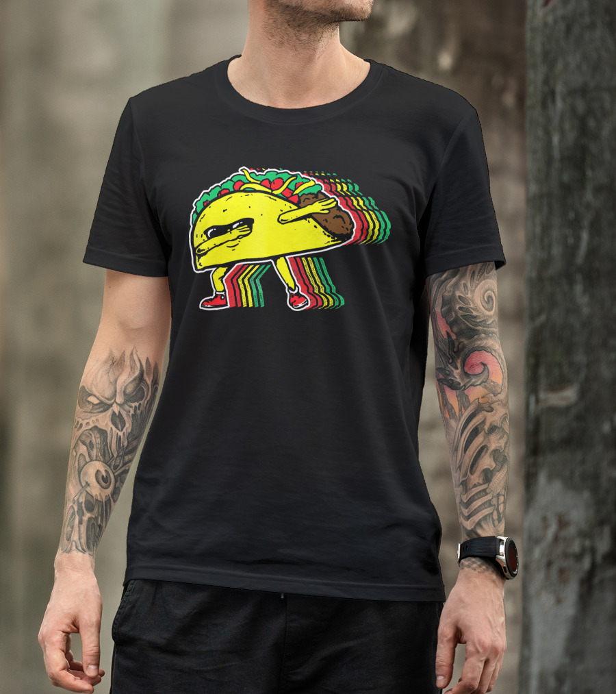 Dabbing Taco With Retro Multicolor Vibe T-Shirt