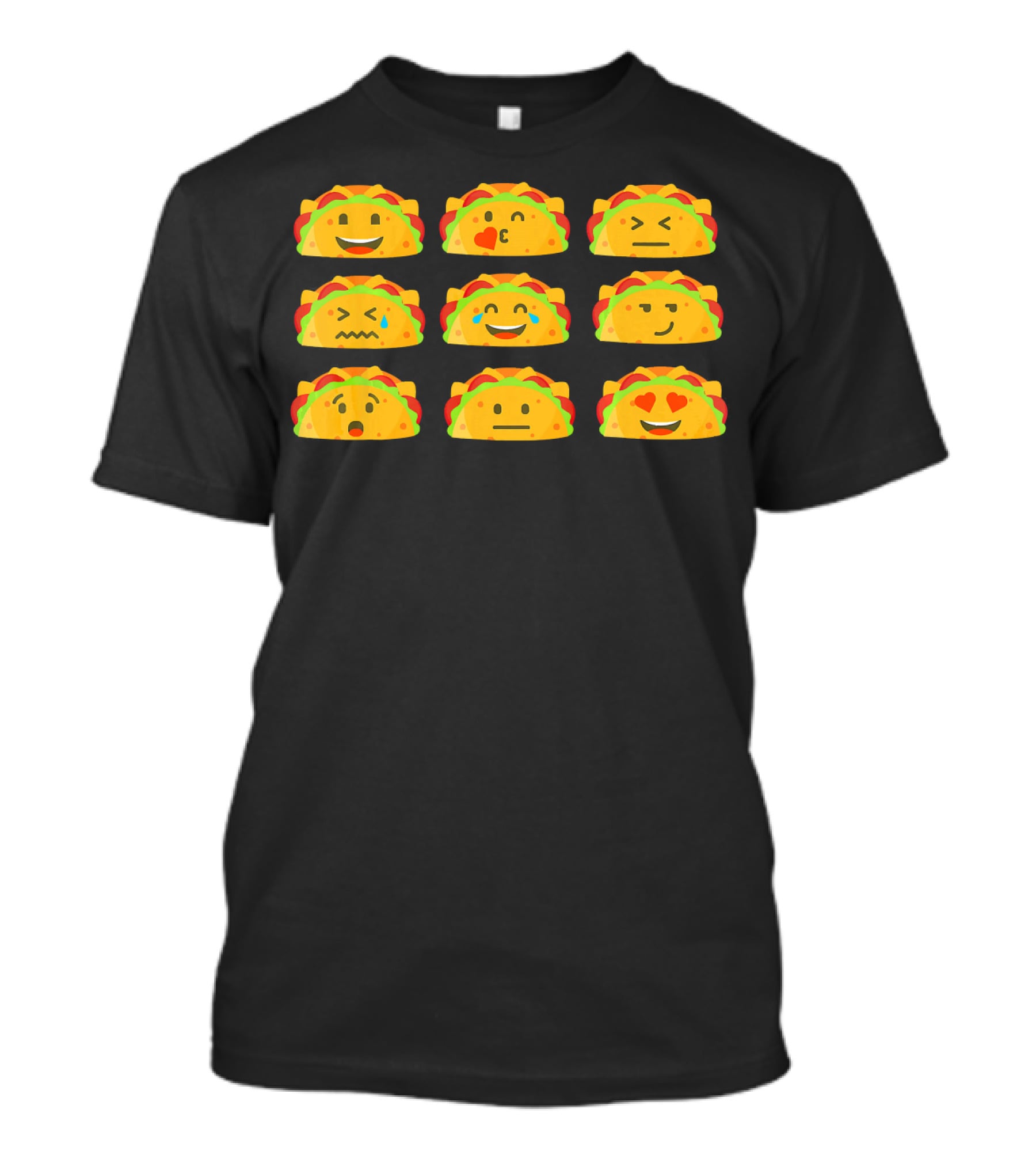 Taco Emoji Faces Mexican Food Lover Humor T-Shirt