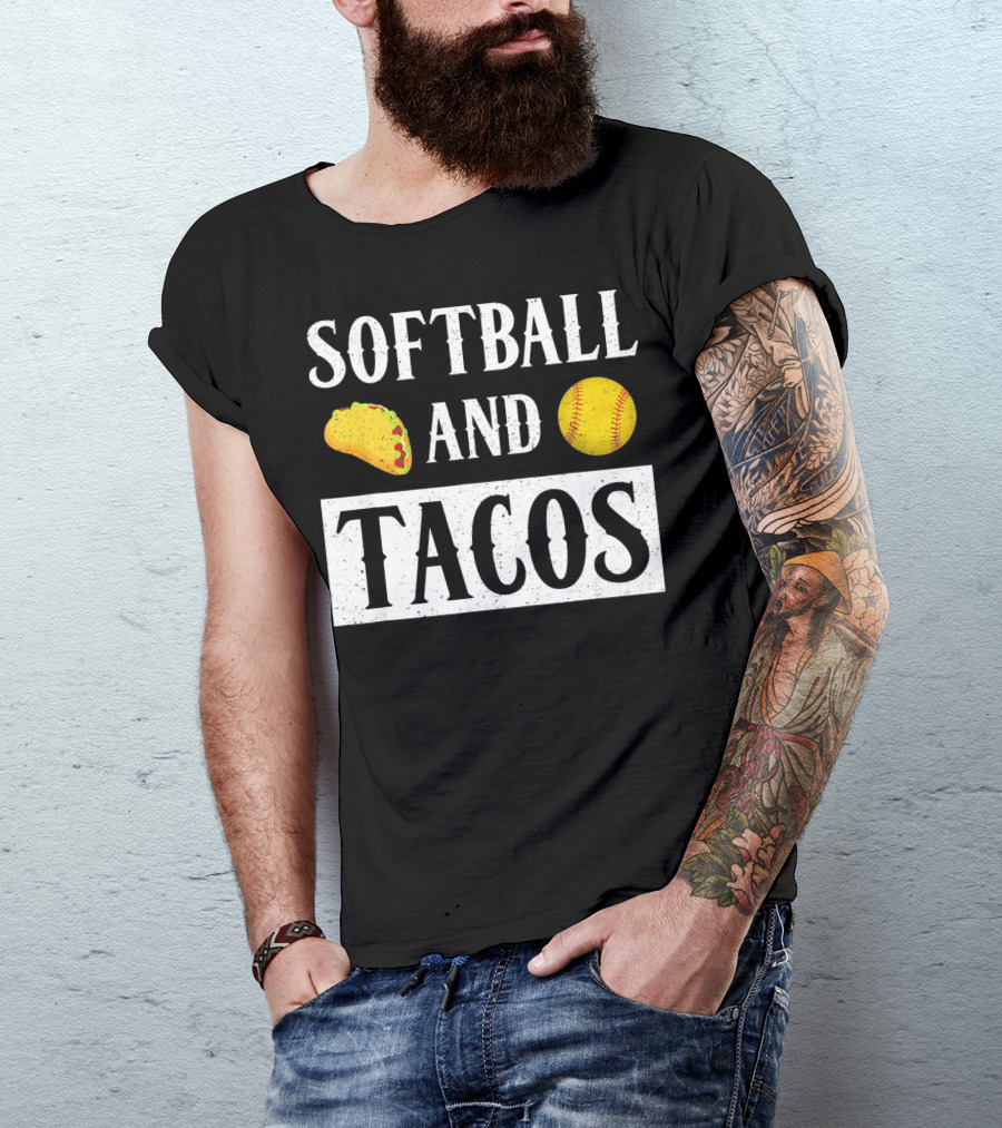 Softball And Tacos With Taco And Softball Icons T-Shirt