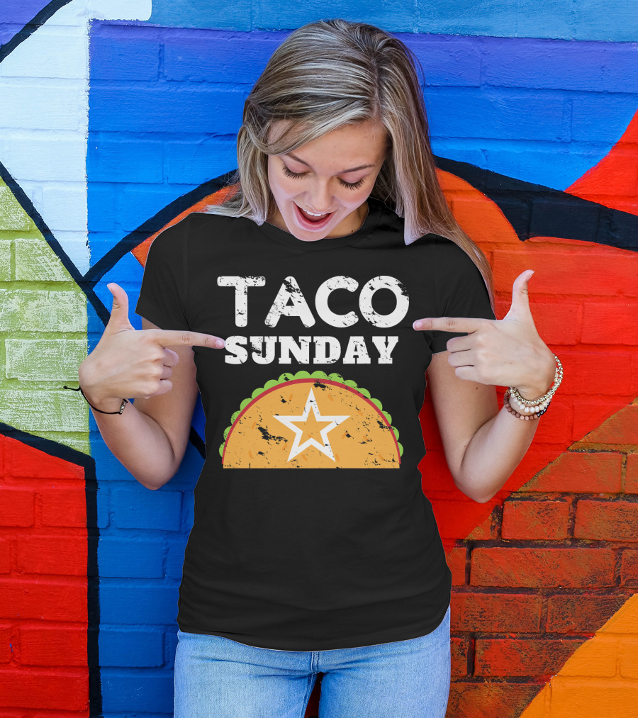 Taco Sunday With Star Inside Crunchy Shell Ribbed Edge T-Shirt