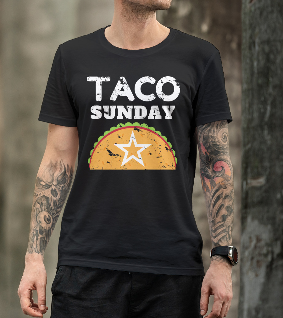 Taco Sunday With Star Inside Crunchy Shell Ribbed Edge T-Shirt