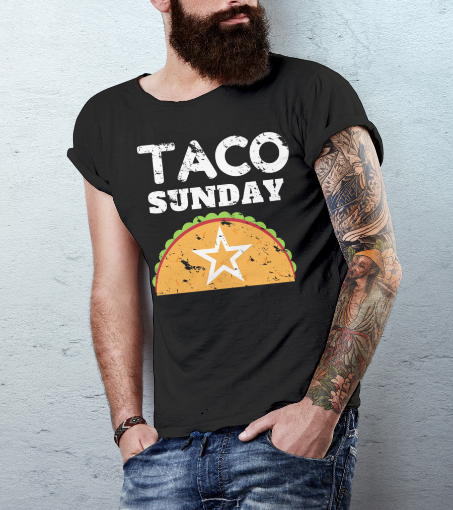 Taco Sunday With Star Inside Crunchy Shell Ribbed Edge T-Shirt