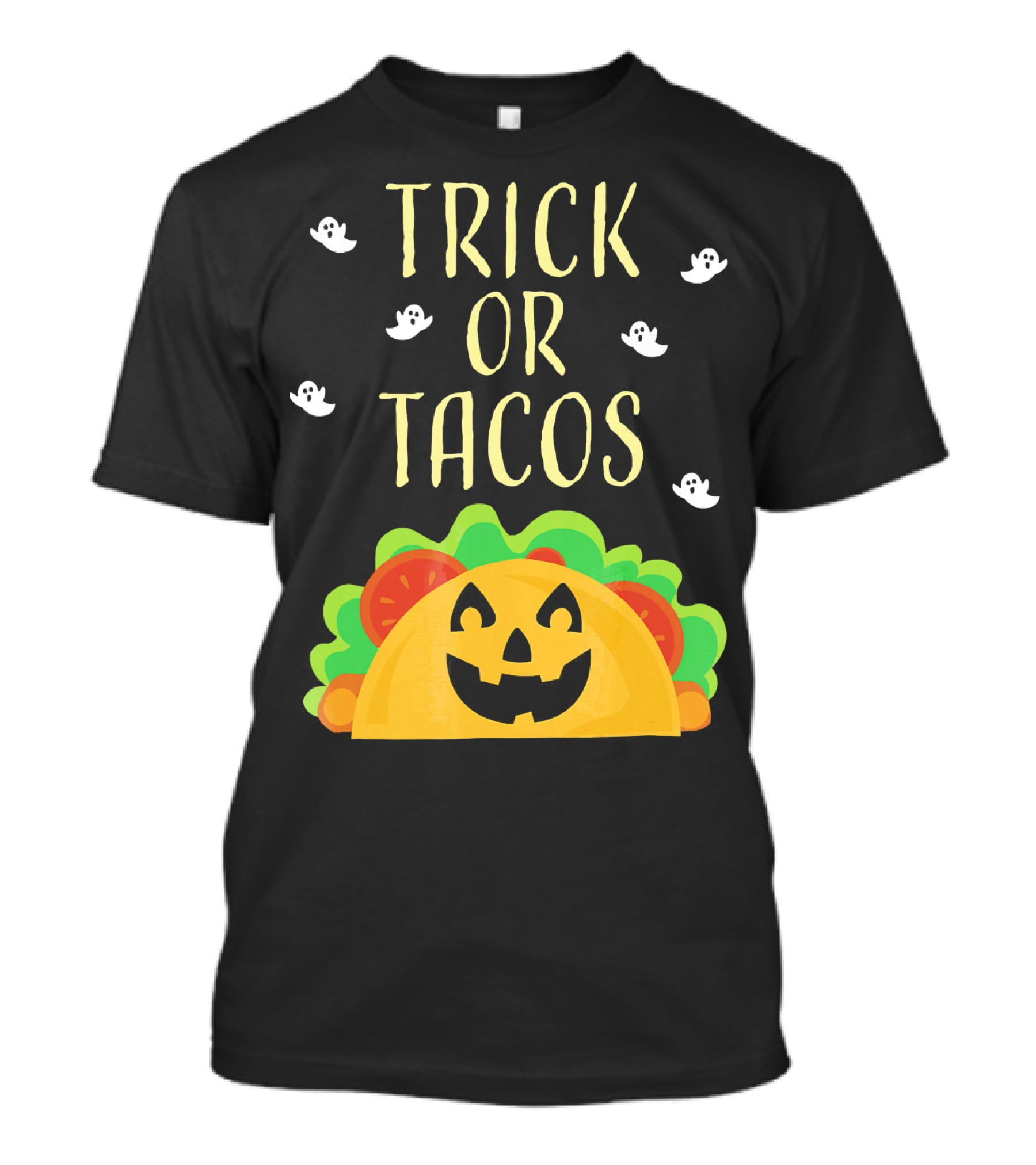 Trick Or Tacos Halloween Ghosts With Smiling Taco T-Shirt