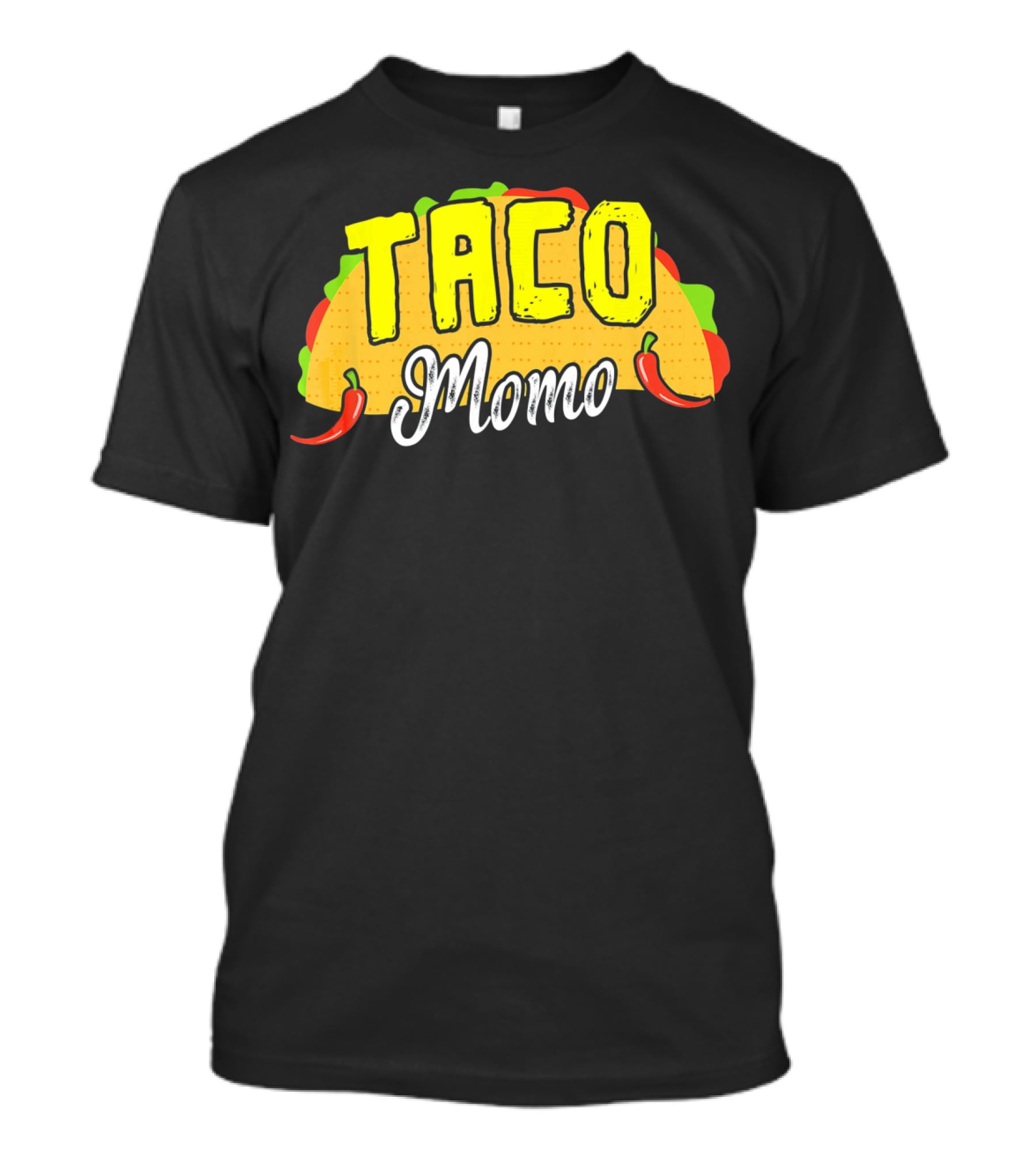 Taco Momo Grandma Mexican Food Fiesta Colorful Taco And Chili Peppers T-Shirt