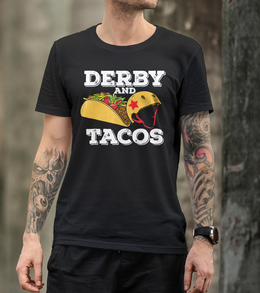 Derby And Tacos Helmet With Star And Taco Filling T-Shirt
