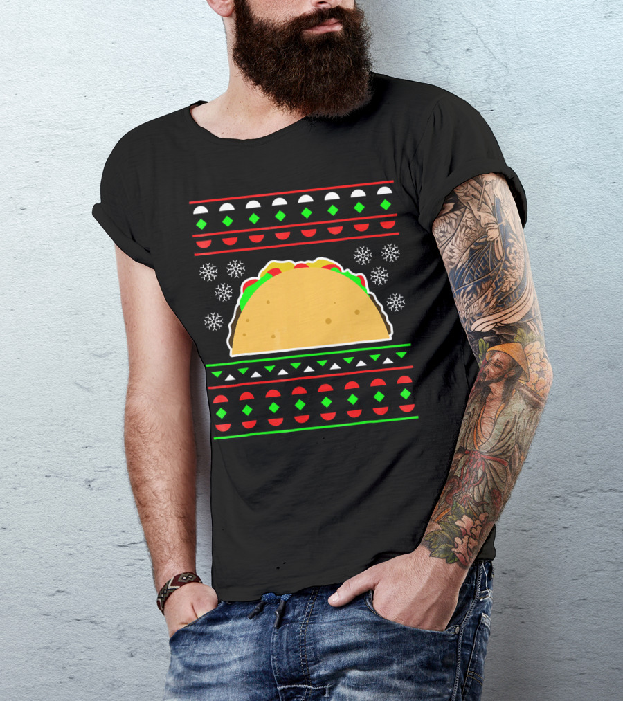 Taco Ugly Christmas Sweater Merry T-Shirt