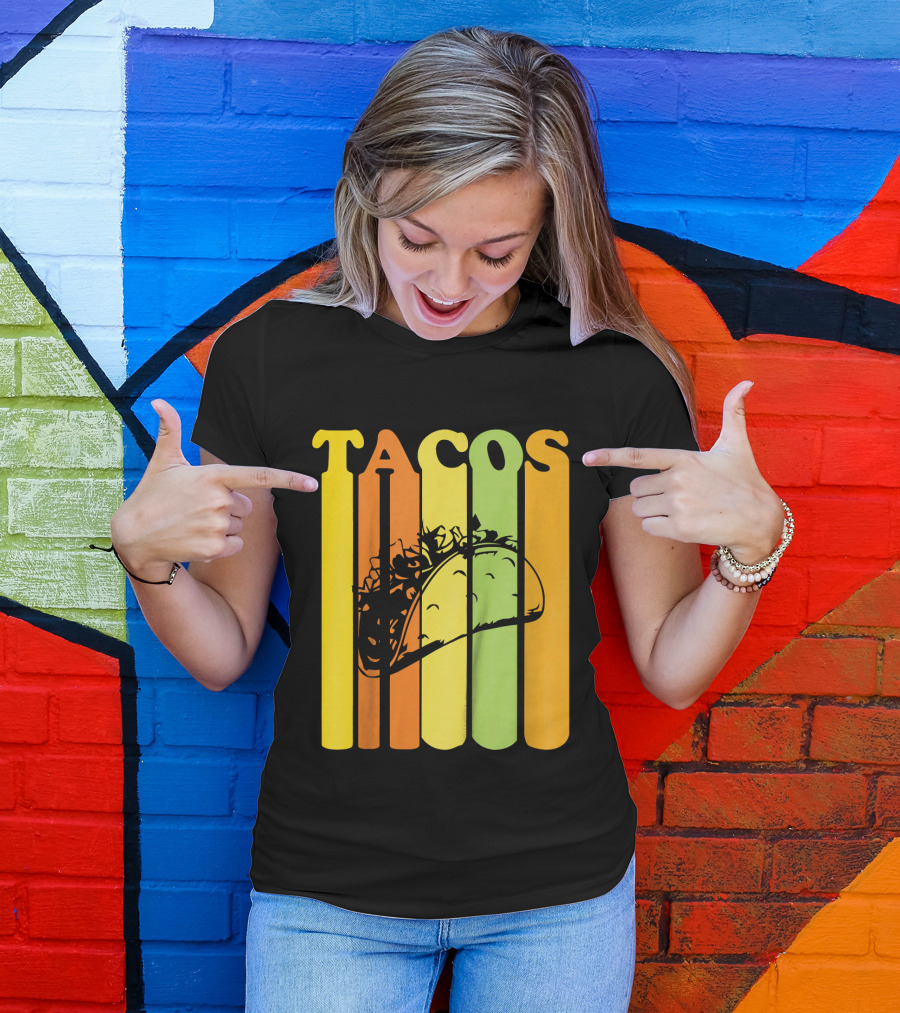 Tacos Retro Vintage Stripes Kids Novelty T-Shirt